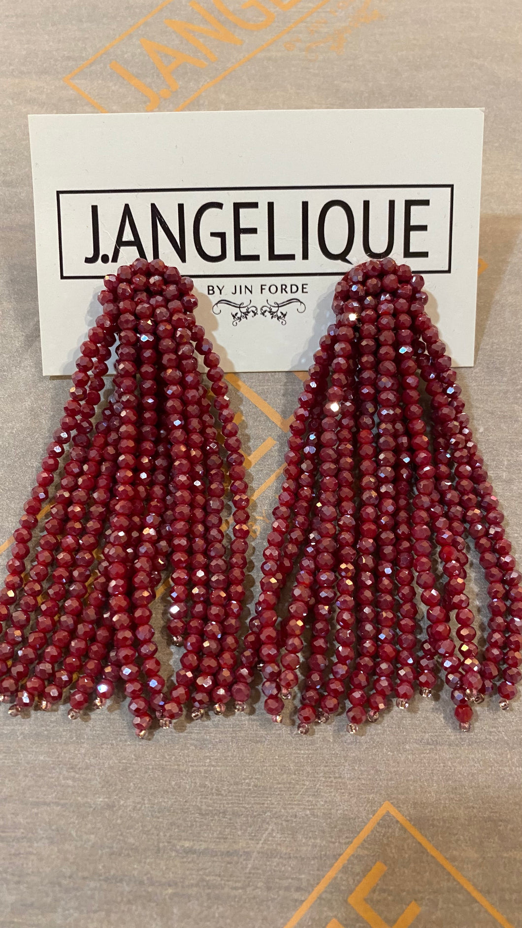 Wine Red Beaded Earrings