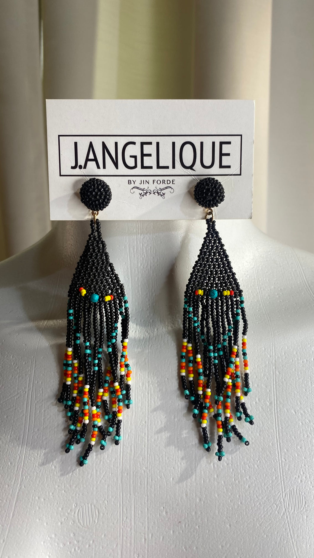Black Beaded Earring