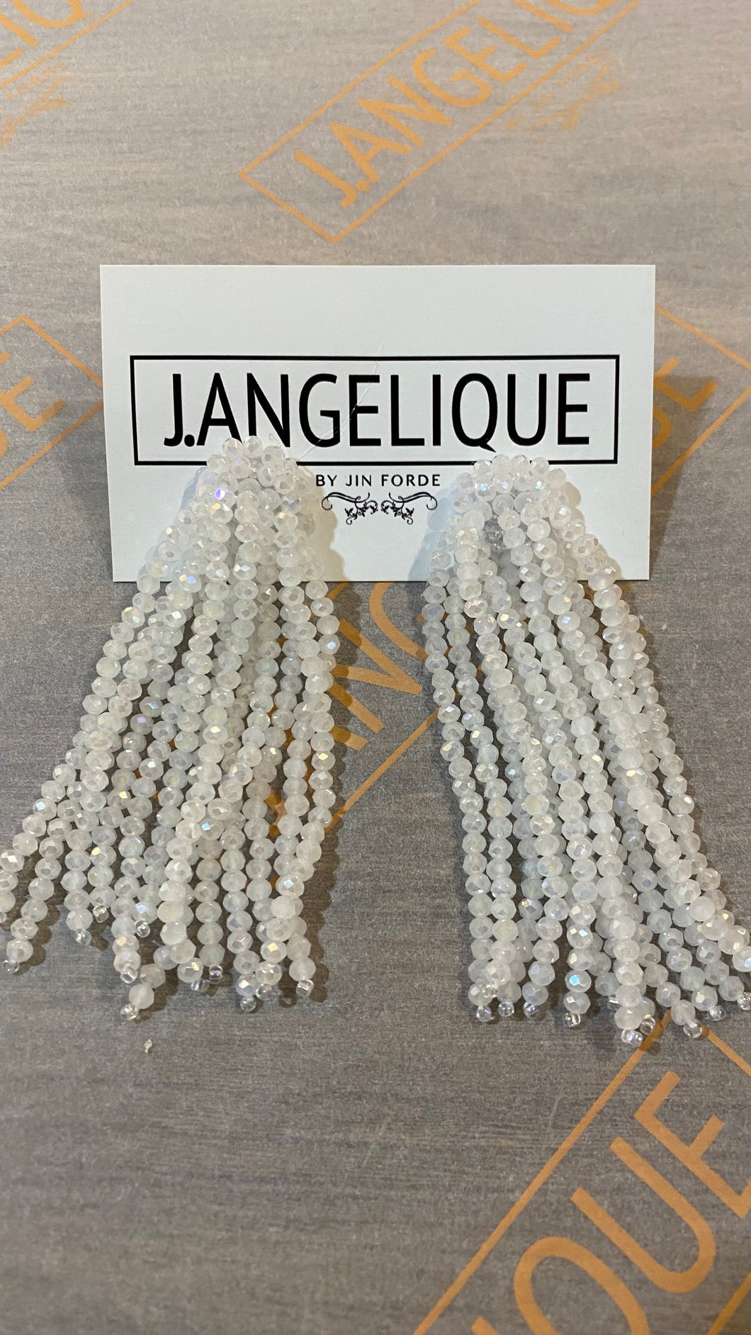 White Beaded Earrings