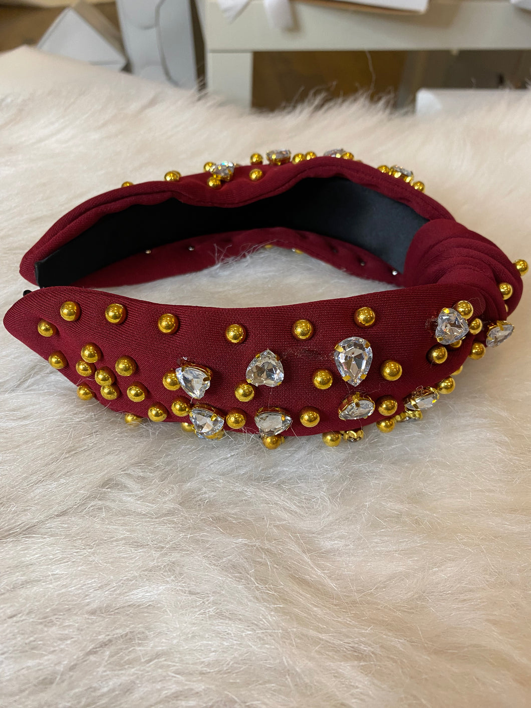 Wine red beaded headband