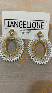 White Beaded Earrings