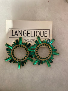 Emerald green crystal earrings