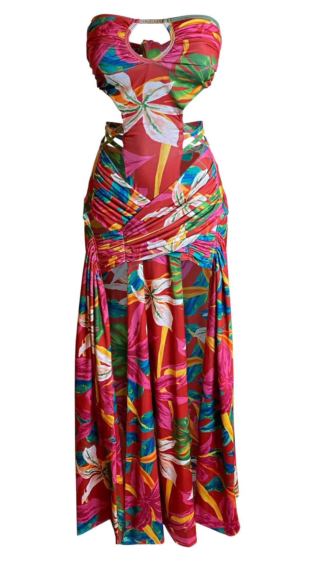 Colorful floral dress on a white background. Perfect for vacation and summer or Carnival Travel.