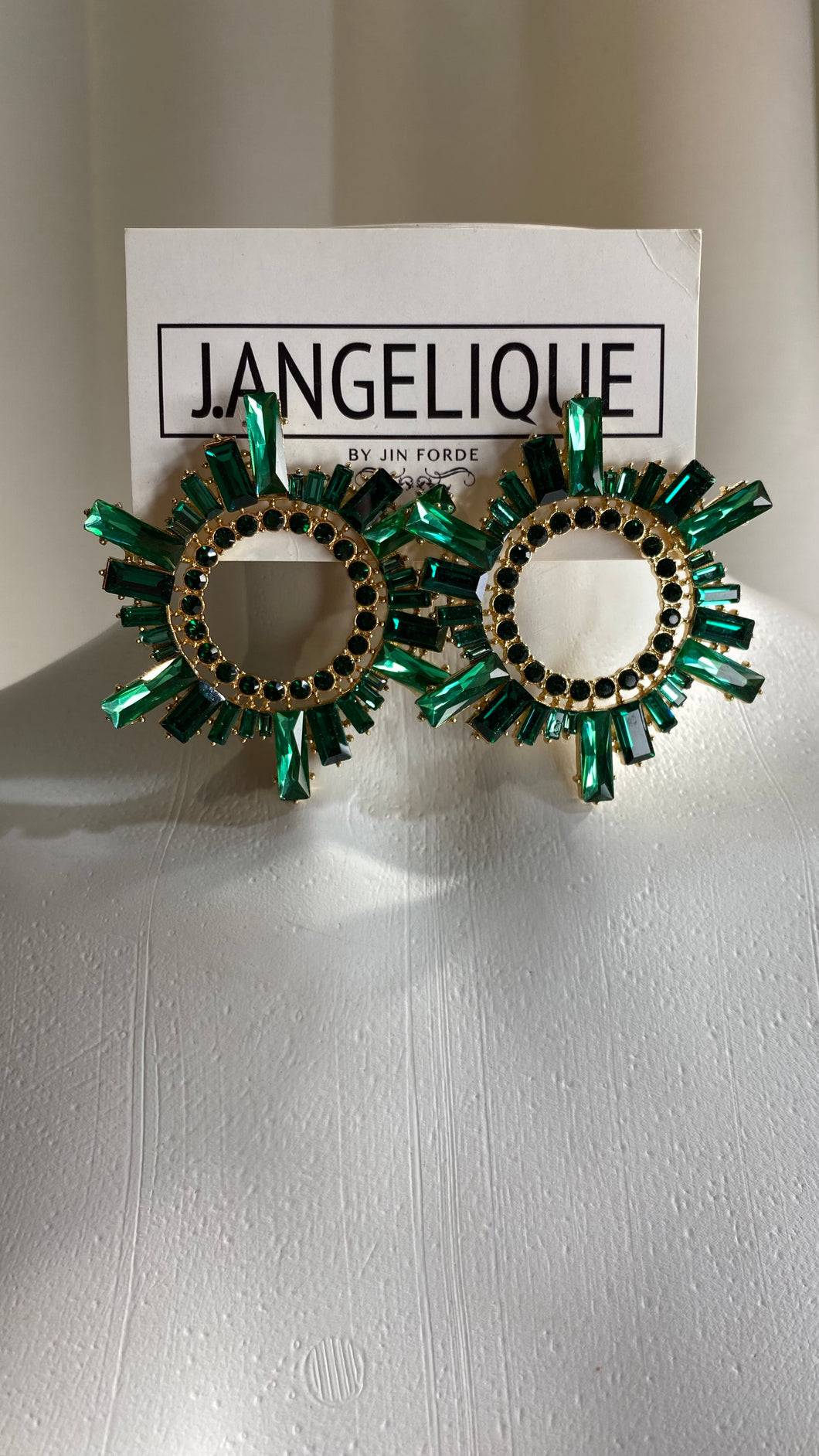 Emerald green crystal earrings