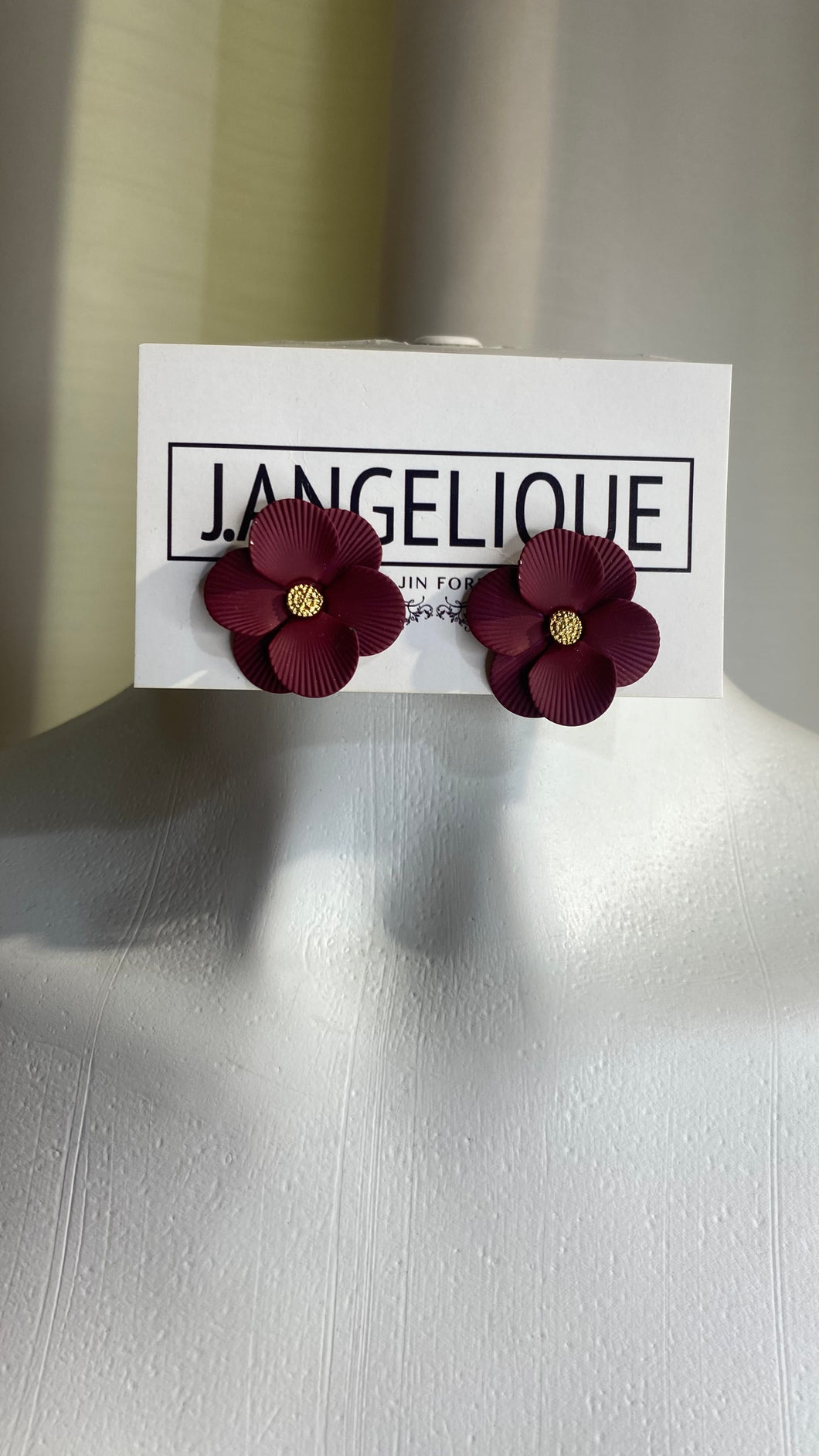 Mini Burgundy Flower Studs