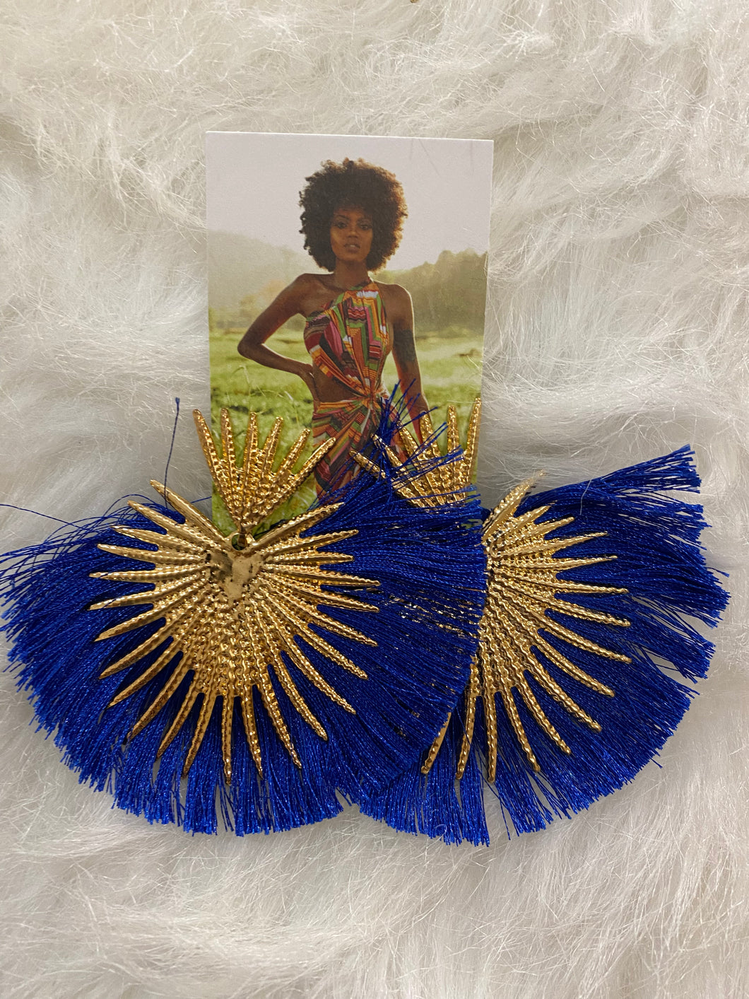 Blue and Gold Spike earring
