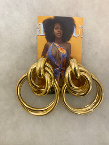 Gold double hoop earrings