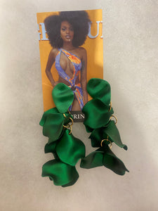 Green petal earrings