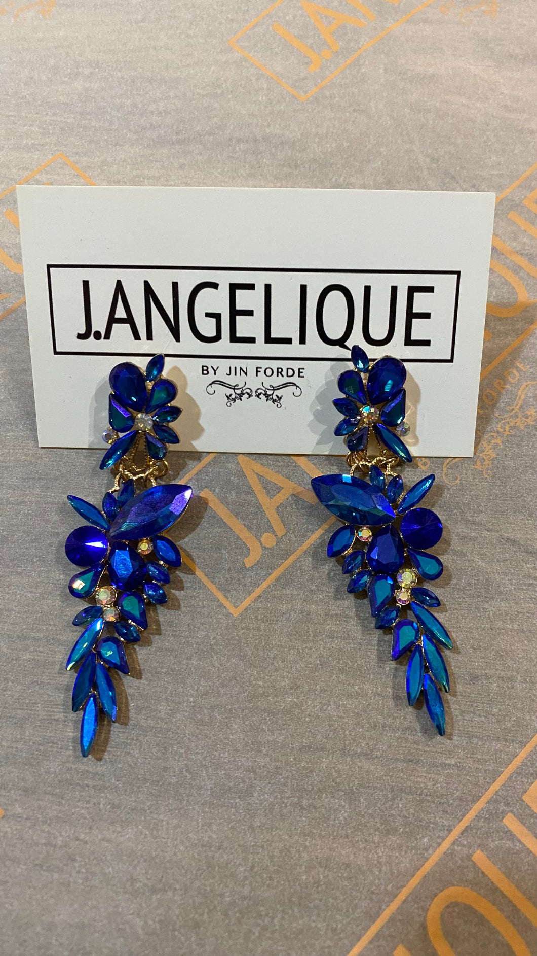 Blue Floral Drop Earrings