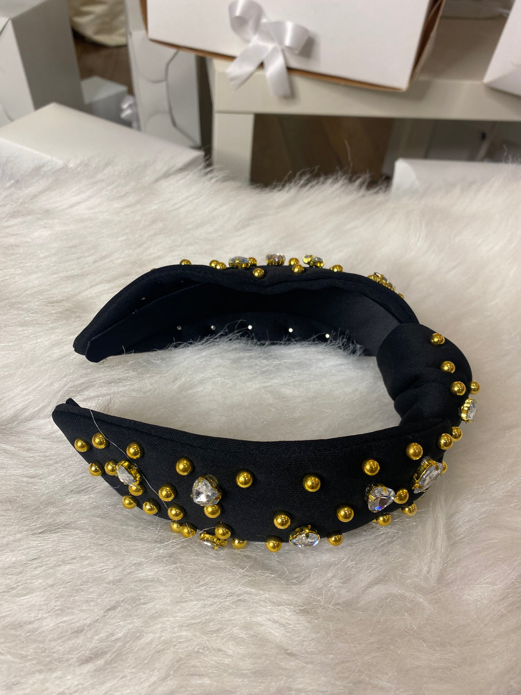 Black\gold beaded  headband