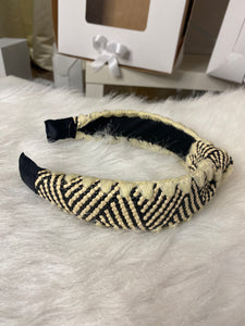 Black and white woven knotted headband