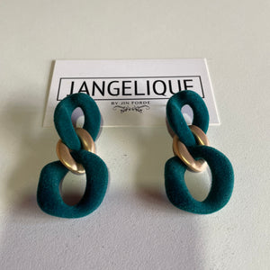 Teal Velvet Abstract Earring