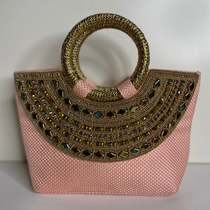 Vintage Golden Handle Bag (Pink)