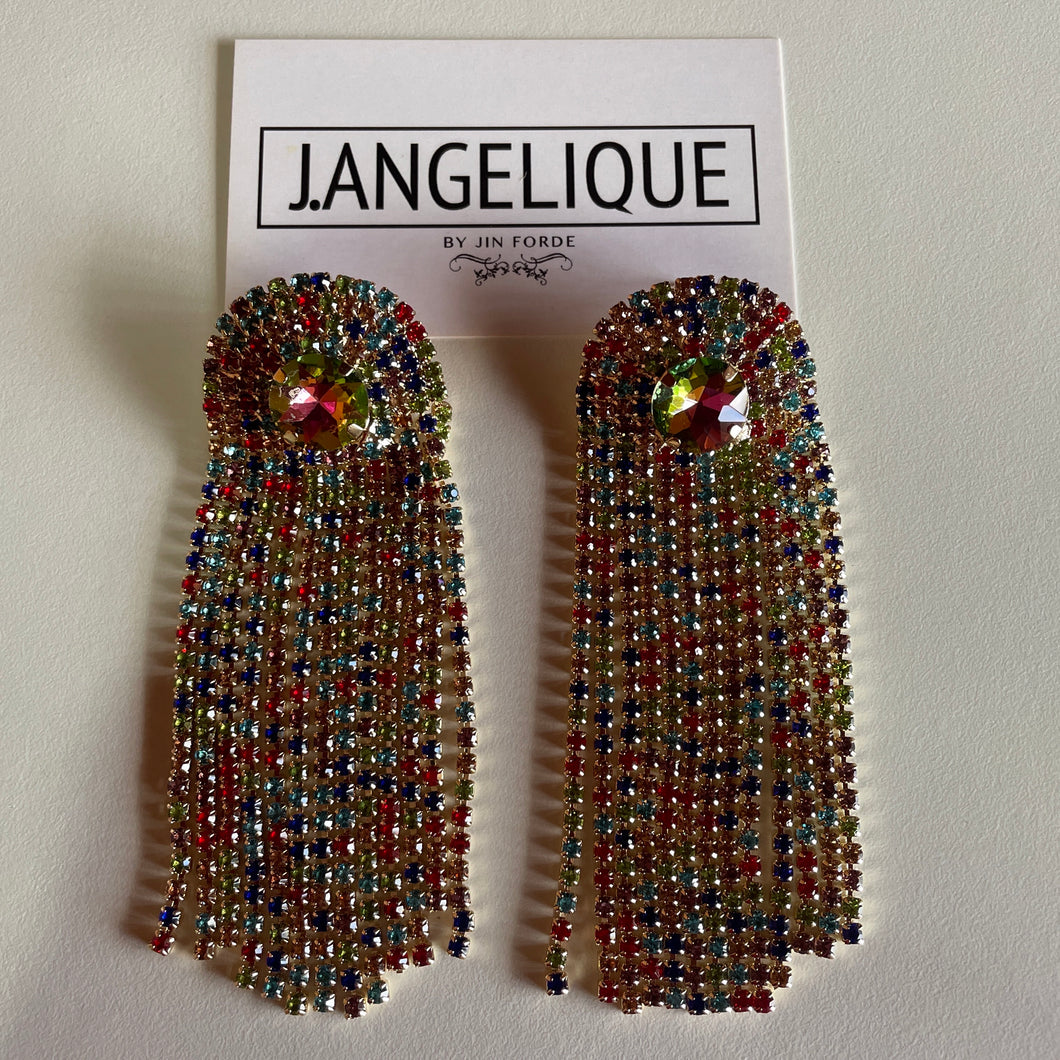 Multicolored Diamanté Dangles Earring