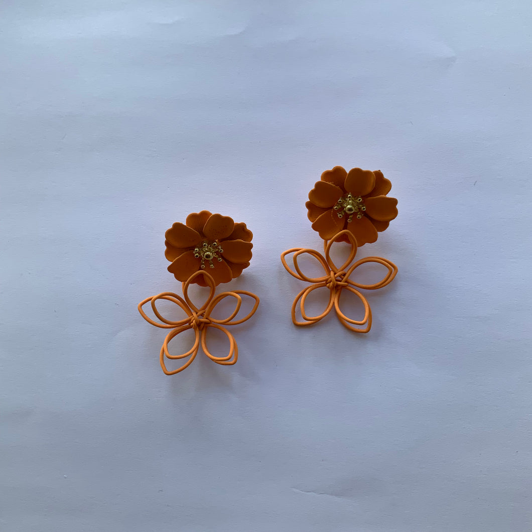 Orange Flower fusion Earring