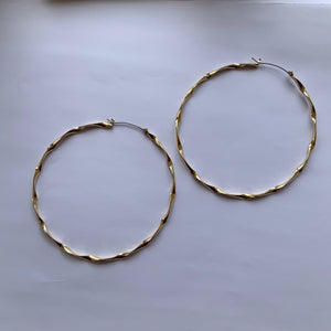 Golden Twisted Hoop Earring